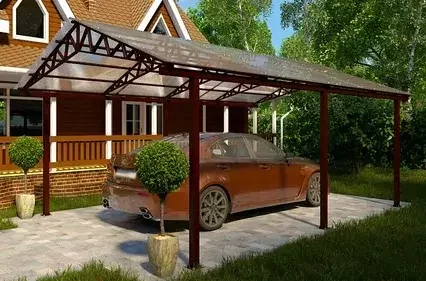 Двухскатный навес с поликарбонатом