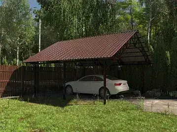 Навес из профнастила 2 Навес из профнастила Двухскатный